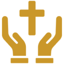 Worship symbol with cross and hands