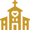 Church icon with heart symbol